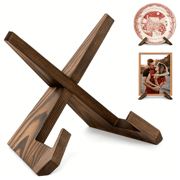 XIBUFE Plate Stand for Display-6.5 Inch Plate Holder Display Stand,Wooden Picture Frame Holder,Decorative Table Top Easels