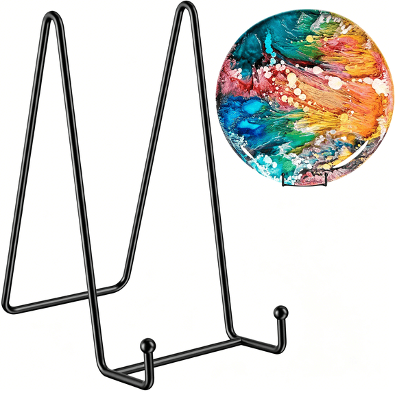 XIBUFE Plate Stands/Holder for Display,8 Inch,Large,Metal Frame for Picture,Decorative Platter,Book,Photo Easel (2 Pack)