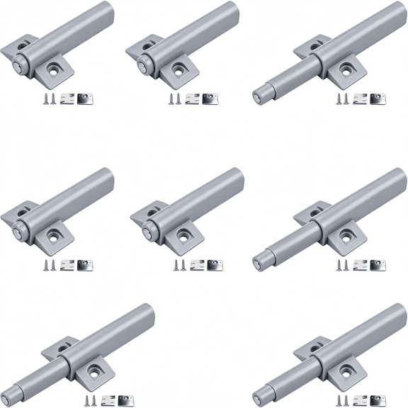 XIBUFE Push to Open Door Latch Cab"Et Hardware Magnetic Push Latch&Lock for Hidden Framed&Frameless Kitchen Door Magnet Touch Release Drawer Opener Strong Sprslim Tip-On Closure Gray,8Pack