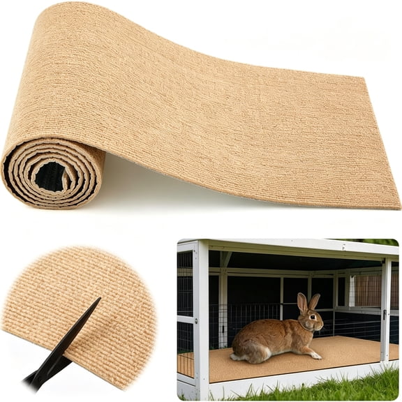 XIBUFE Rabbit Scratch Mat 12 Inch X 6.56 Ft Self Adhesive Bunny Scratching Pad Cuttable Claw and Teeth Care Rabbit Mat for Cage Small Animal Scratching Rug for Biting Sleeping Nesting