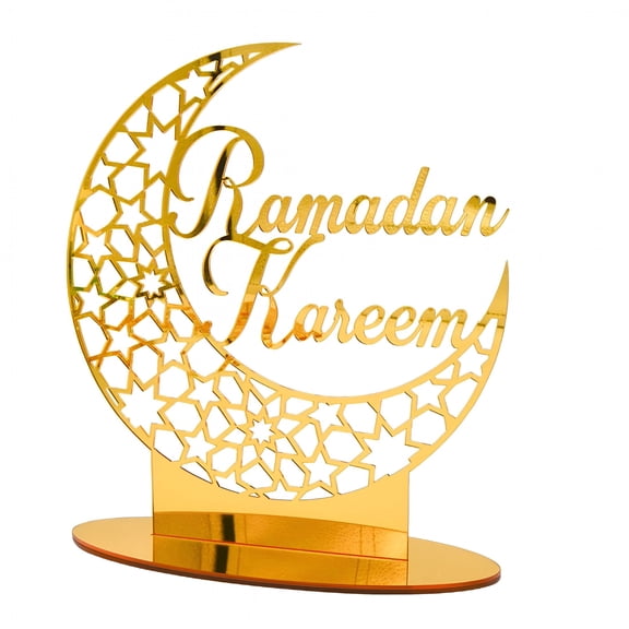 XIBUFE Ramadan Decoration Acrylic Ornament, Eid Mubarak Sign for Home, Office, Mosque