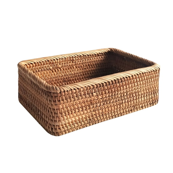 XIBUFE Rattan Storage Basket Rectangular Woven Baskets Wicker Organizer Bins for Bathroom Kitchen Home Dcor Organization Baskets Wicker