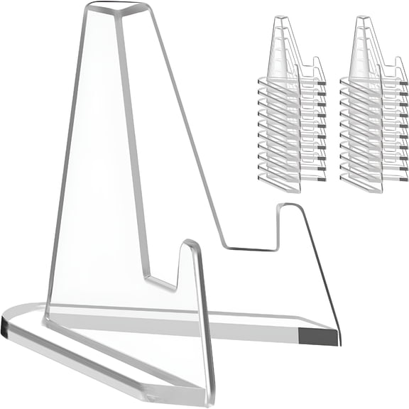 XIBUFE Reastar Card Display Stand, 20 Pack Small Easel Stand, Acrylic Picture Holder Stands, for Challenge Coin Graded Card Sports Card Trading Card PSA Card Baseball Card (2.2 Inch Tall)