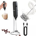thumbnail image 1 of XIBUFE Rechargeable Milk Frother Handheld with Stand,Double Coil Whisk Coffee Frother Wand Drink Mixer for Coffee,Cappuccino,Lattes,Frappe,Matcha and Hot Chocolate,Black, 1 of 8
