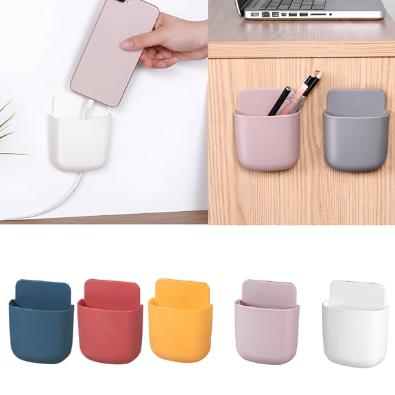 XIBUFE Remote Control Holders Wall Mount Adhesive Organizer Phone Wall Mount Holder Remote Control Storage Hole-Free Self Adhesive Storage Box for Office Home School Supply Organizer