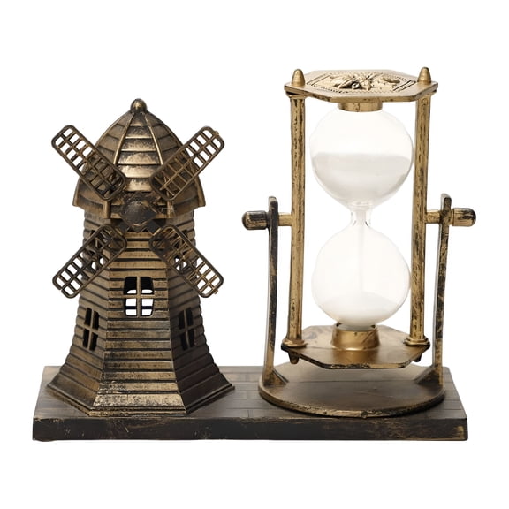 XIBUFE Retro Hourglass Sand Timer, Vintage Windmill Sandglass Centerpiece Statue, Decorative Desk Ornament for Office, Living Room, and Study