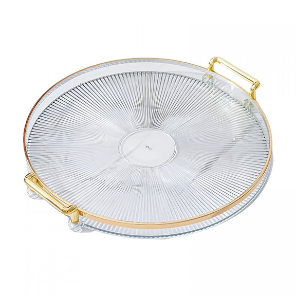 XIBUFE Round Decorative Tray with Handle,Modern Vanity Tray & Ottoman Serving Tray,Coffee Table,Kitchen & Bathroom for Coffee,Breakfast,Food & Beverages