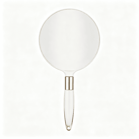 XIBUFE Round Hand Held Mirror with Handle,White Handheld Makeup Mirror | 4.7 Inch Compact Hand Mirror for Women,Travel Size for Bathroom Bedroom Salon Hand Mirror