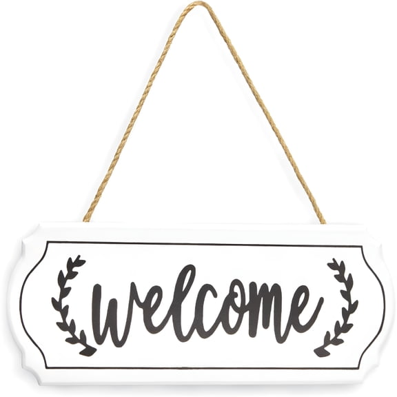 XIBUFE Rustic Wooden Welcome Sign for Farmhouse Decor - Wall Hanging,Porch Decor,White,11.61 X 3.74 Inch