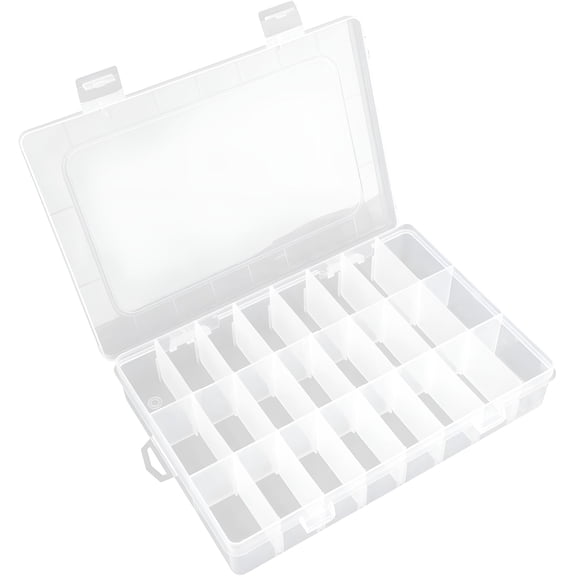 XIBUFE Screw organizer 24 Grids Plastic Organizer Box With Dividers Storage Bead Organizer Box Earring Travel Organizers Storage Boxes Screw Seed Small Parts Hair Tie