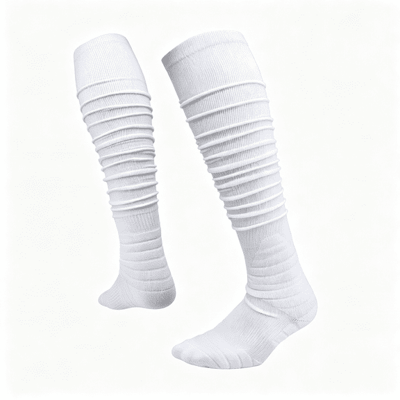 XIBUFE Scrunch Soccer & Football Socks, Extra Long Padded Sports Socks for Men & Boys Padded Cushion White Scrunch Socks