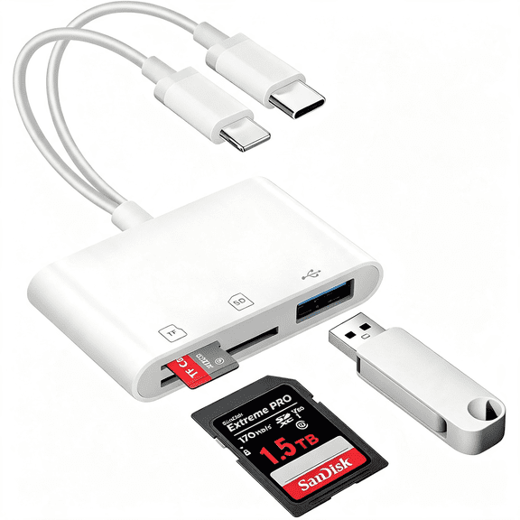 XIBUFE Sd Card Read for Iphone,Usb C Micro Sd Card Adapter,Memory Card Reader for Digital Camera,Tf Card Trail Camera Viewer,Compatible with Iphone16,Macbook,Laptop,Pc,Android