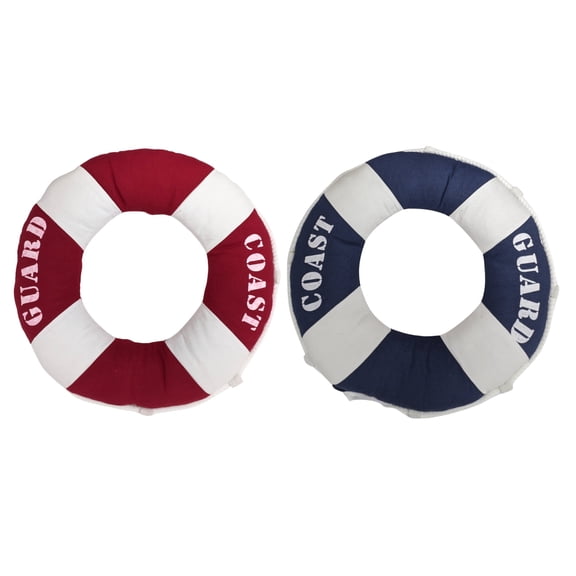 XIBUFE Set of 2 Decorative Life Ring Cushions Nautical Fabric Throw Pillows Lifebuoy-Inspired Home Dcor for Coastal, Beach & Boat Themes Stylish Accent for Sofa, Chair & Bed