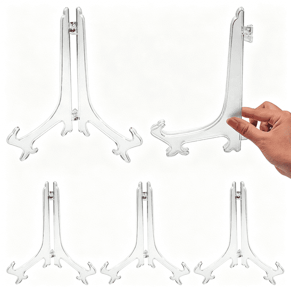 XIBUFE Set of 5 Clear Plastic Easels Or Stand/Plate Holders-9 Inch Plate Stand