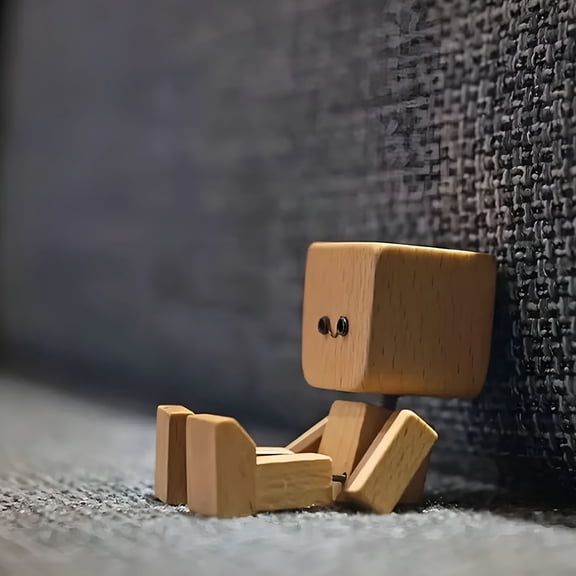 XIBUFE Shaking Feet Wood Doll with Spring Legs,Charming Little Wooden Figure That Sways,Shaking Wooden Man Figurine with 12Pcs Magnetic Expressions,Portable Handmade Desktop Decor,Creative Gift