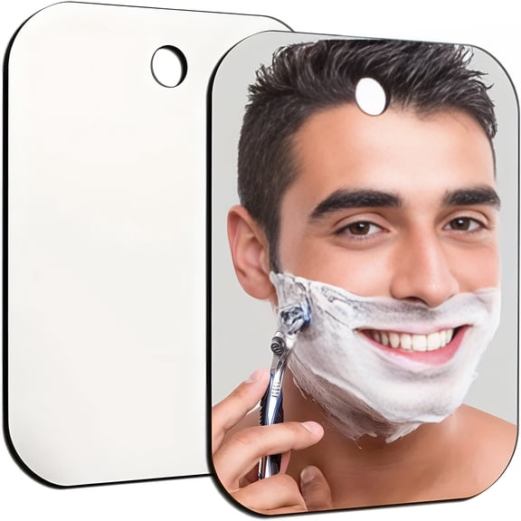XIBUFE Shatterproof Shower Mirror Fogless for Shaving,(Medium 8X6")Anti Fog Shaving Mirror Holder No-Drilling,No Fog Free Waterproof,Small Wall Mounted Bathroom Accessories Camping Hanging Men