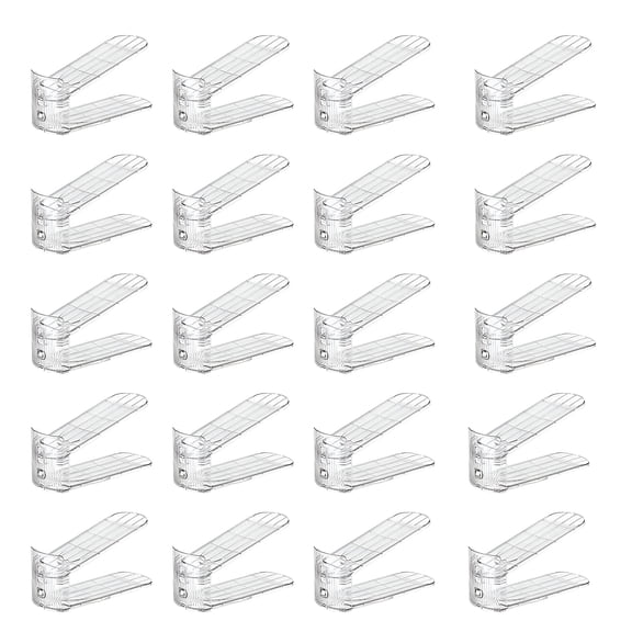 XIBUFE Shoe organizer for closet Adjustable Level Shoe Stacker Holder Storage Space Saving Sneakers Display Tray Rack for Closet (Transparent 20 Pack)