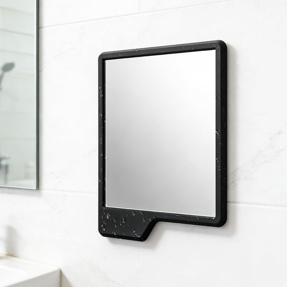 XIBUFE Shower Mirror-Silicone Shatterproof Shower Mirror for Shaving-Powerful Silicone Adhesion,Removable and Reusable,Shatterproof Shaving Mirror for Shower,Black