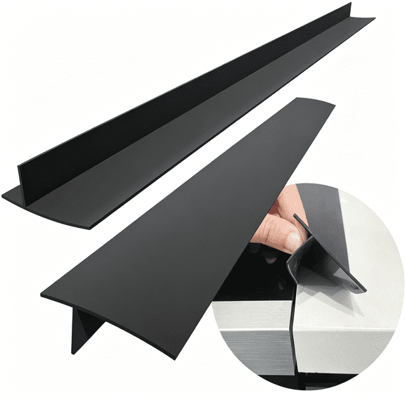 XIBUFE Silicone Stove Counter Gap Cover / Filler 25" Long,Sealing Spills Between Kitchen Appliances Washing Machine and Stovetop,Set of 2(Black)