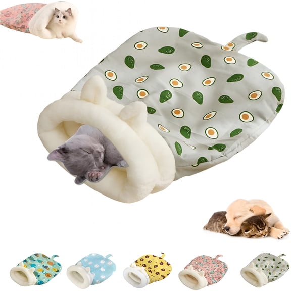 XIBUFE Sleeping Bag for Cats,Cozy Self Warming Cat Sleeping Bag for Indoor Cats,360 Wrap Cat Hideaways Pet Snuggle Sack for Sleeping Relax Play (Grey Green)