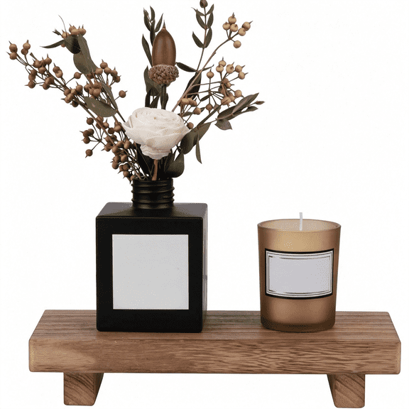 XIBUFE Small Wood Tray Pedestal Stand Farmhouse Bathroom Decor Decorative Wooden Riser Kitchen Soap Dish Holder for Vanity,Counter,Sink,Home Decor Brown