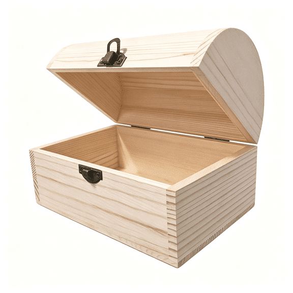XIBUFE Small Wooden Treasure Chest Box 6.3 X4.7X4.5 Inch Unfinished Wood Box Small Wooden Box Hinged Lid Vintage Wood Storage Box Diy Crafts Painting Gift Keepsakes Party Decorations