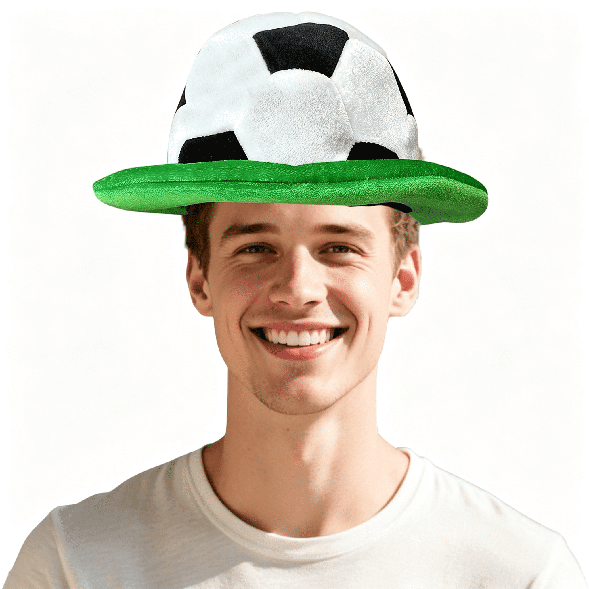 White Electronic Pattern XIBUFE Soccer Hat-Black&White Soccer Pattern with Green Brim for Games ...