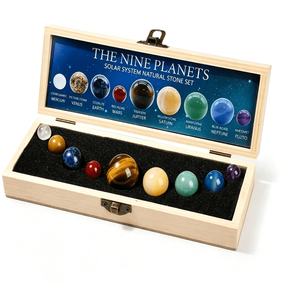XIBUFE Solar System Natural Stone Set,9 Pcs Crystal Planets Decor with ...