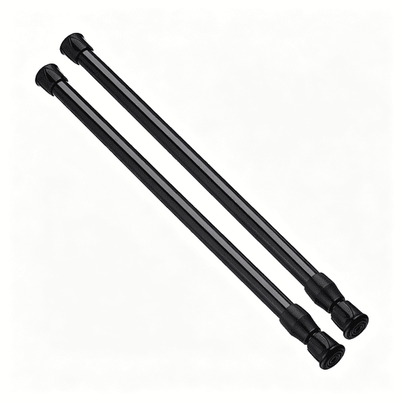 XIBUFE Spring Tension Curtain Rods Short Tension Rod (Black,2Pcs Short Tension Rod Cafe Curtain Rod17" to 28")