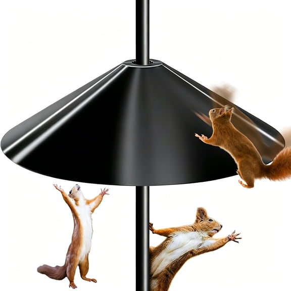 XIBUFE Squirrel Baffle for Bird Feeder Pole,Large 19 Inch Heavy-Duty Chew-Proof Design,Black Pole Mount Guard,Easy Install Weatherproof Protector for Outdoor Bird