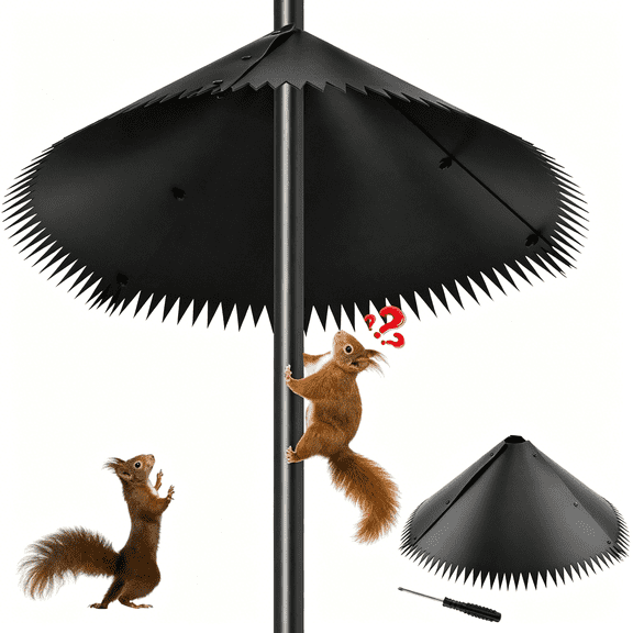 XIBUFE Squirrel Baffle for Bird Feeder Pole,Spiked Edges Design Outdoor Wrap Mount Squirrel Baffle Proof Guard Stopper,Keeps Squirrels and Raccoons Out of Birdhouses(Size:19Inch)