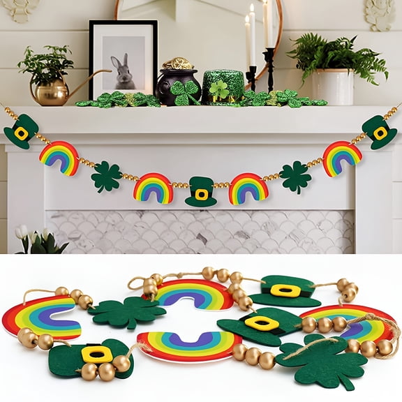 XIBUFE St. Patrick's Day Banner Decorations, St. Patrick's Day Garland Decor, Saint Patrick's Day Irish Green Decorations for Home Party, St. Patty's Day Banner Decor Birthday Banner