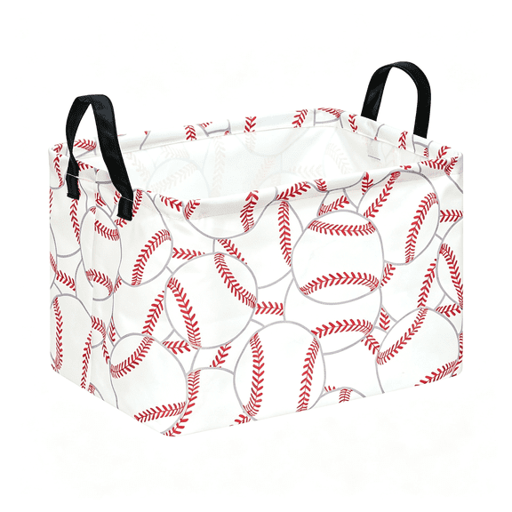XIBUFE Storage Bin for Shelves Rectangle Closet Baskets Foldable Box with Handles, Baseball Storage Basket, Storage Boxes for Home Office Car Dormroom Baseball Storage Box