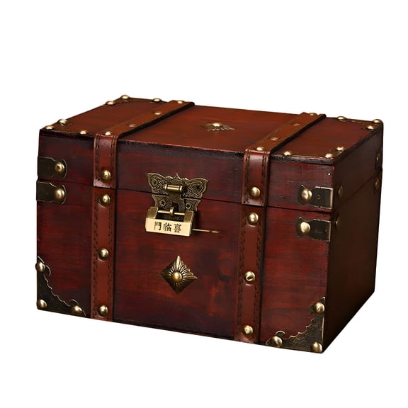 XIBUFE Storage Trunk with Lock Composite Board Bedroom Living Room Treasure Chest Collection Cabinet Small Treasure Chest