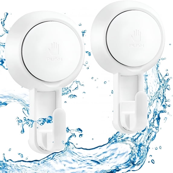 XIBUFE Suction Cup Hooks,Powerful Vacuum Wreath Hanger - Reusable Removable Waterproof Shower Hooks for Windows Kitchen Bathroom Christmas Decorations - 2 Pack