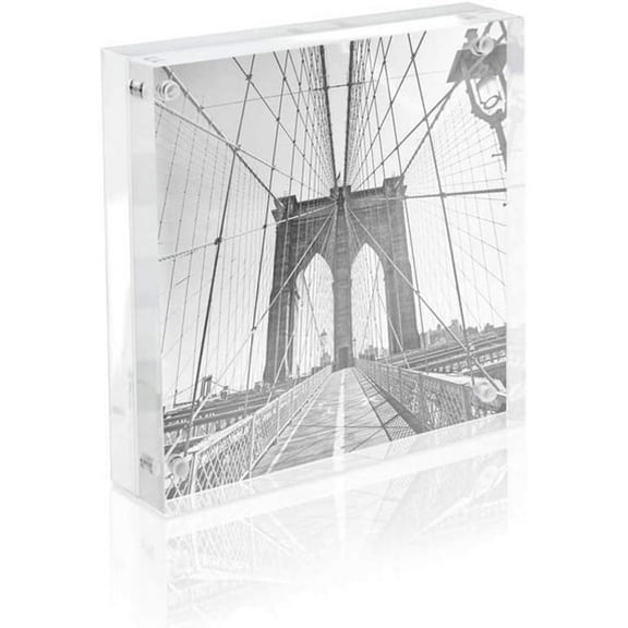 XIBUFE Super Thick Acrylic Magnetic Block Frame,4X4 Inches Acrylic Magnetic Picture Frames