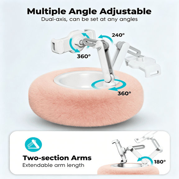 XIBUFE Tablet Stand Pillow,Compatible with 4.7"-13" Phone/Tablet,Ipad,Iphone,Google,360°Adjustable Phone Holder for Bed with Soft Plush Fabric