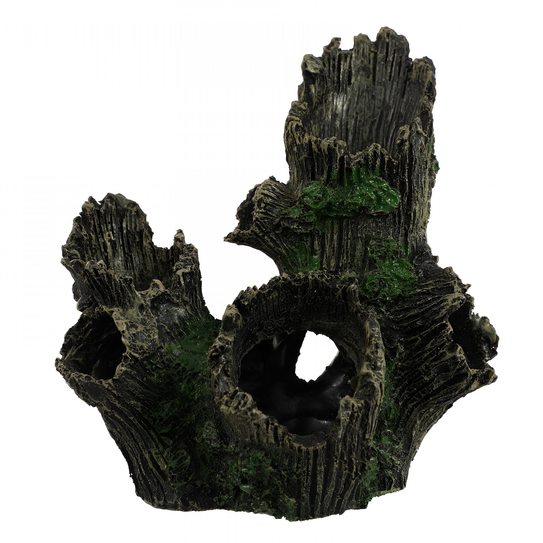 XIBUFE Tank Ornament Resin Wood Tree Stump Aquarium Decor Driftwood Betta Log Hollow Tree Hole Landscape Decor for Freshwater Betta Cichlid Reptile