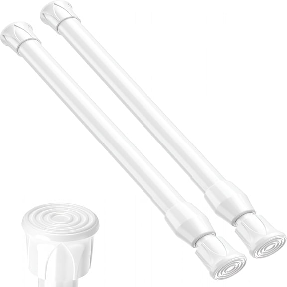 XIBUFE Tension Curtain Rod 12-20In Small Tension Rods White Adjustable Spring Tension Curtain Rods 2 Pack Mini Curtain Rod Short for Cupboard Closet Rod Kitchen Drawers No Drill Cupboard Cabinets