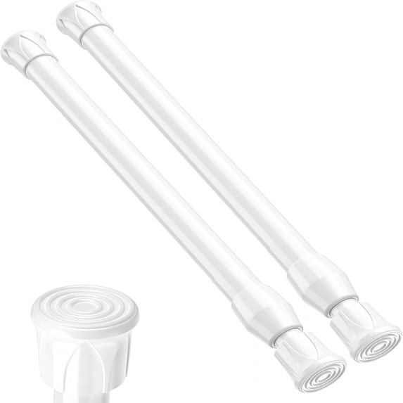 XIBUFE Tension Curtain Rod 12-20In Small Tension Rods White Adjustable Spring Tension Curtain Rods 2 Pack Mini Curtain Rod Short for Cupboard Closet Rod Kitchen Drawers No Drill Cupboard Cabinets