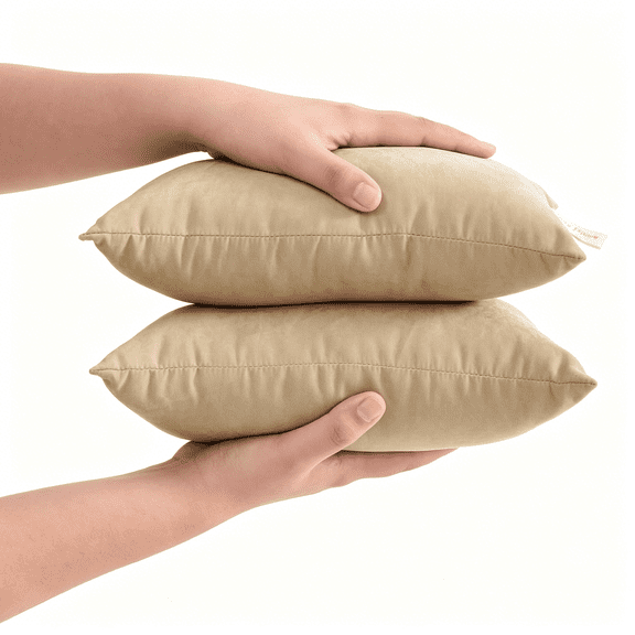 XIBUFE Tiny Pillows,Down Alternative Microfiber 11X7 Inches Mini Pillow for Travel,Pets,Soft Machine Washable Small Pillows for Neck,Lumbar,Light Taupe