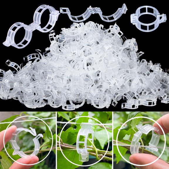 XIBUFE Tomato Clips for String Trellis-Plant Support Trellis Clip for Climbing Plants Garden Vegetables,Bulk Vine & Tomato Plant Clips Plant Support Clips (White-100Pcs)