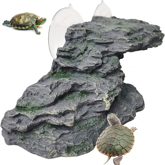 XIBUFE Turtle Basking Platform Baby Tortoise Climbing Ramp Shale Reptiles Dock Resting Terrace Stone Aquarium Ornament Rock Landscaping Decoration for Frogs Newts (Medium Size:8.2Lx3.3Wx3.1H)