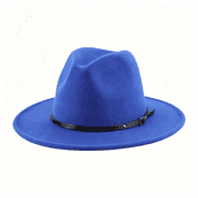 XIBUFE Unisex Adjustable Belt Wide Brim Fedora Hat,Felt Panama Hat for Men Women Formal Casual Wear-Wide Brim Fedora Hat with Band