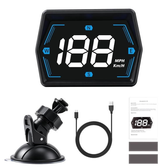 XIBUFE Universal Gps Hud Speedometer Mph with Compass Overspeed Alarm for Car | Gps Speedometer Car Mph, Auto Brightness Screen, Accurate Gps Speed, Compass & Overspeed Alert, Compass for Car