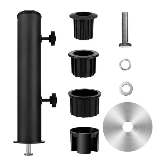XIBUFE Universal Granite Umbrella Stand Tube Outdoor,Outside Stone Umbrella Stainless Steel Tube Base,Heavy Duty Marble Flag Pole Stake Holder,Table Umbrella Tube Bracket,DIY Mount-Black