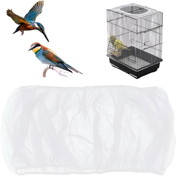 XIBUFE Universal Organza Bird Cage Seed Catcher Net Cover Parrot Mesh Net Cover Bird Cage Seed Catcher White 300X0.1Mm