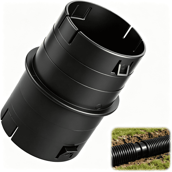XIBUFE Universal Pipe Connector Corrugated Pvc Pipe Adapter Yard Drainage Coupler Catch Basins Sump Pump Discharge Downspout Extensions Fits 4" Sch 40 4" Sdr 35 4" Corrugated Pipe