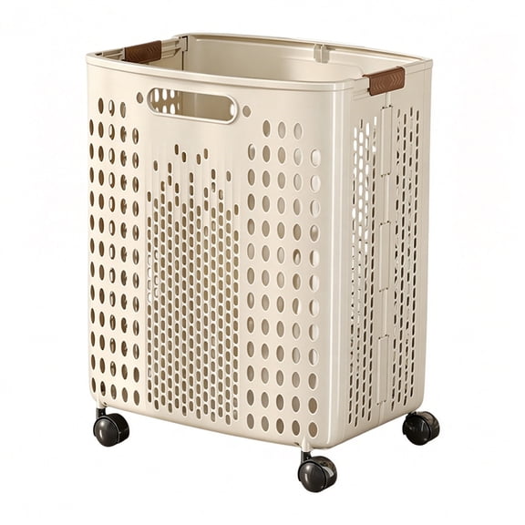 XIBUFE Upgraded Rolling Plastic Collapsible Laundry Basket Cube Storage Bin Box Organizer with Wheels Handle Durable Ventilated Foldable Hamper for Bedroom Dirty Clothes Large Capacity 17"x13"x10"
