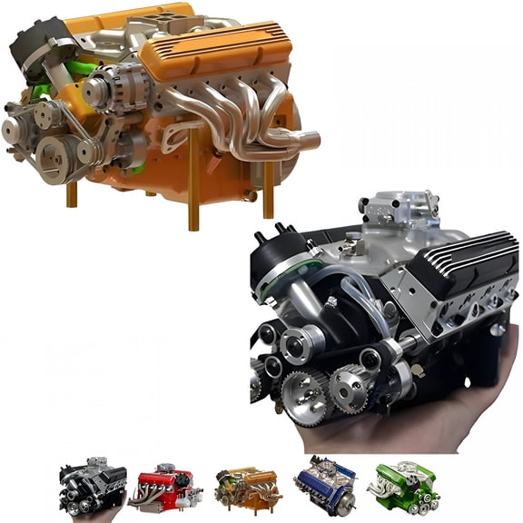 XIBUFE V8 Engine Kit GasGasoline OHV V8 Small-Block Engine Model KitsMini V8 Engine Kits That RunBuild Your Own V8 Model Engine for Adults4-Stroke 44Cc Water-Cooled 1/6 (2Pcs-1)